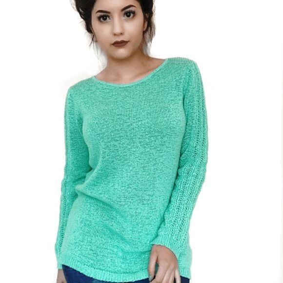 RACHEL Zoe Seafoam Green Knit Sweater Woman's Size Large Long Sleeve Loose Knit - Picture 11 of 11